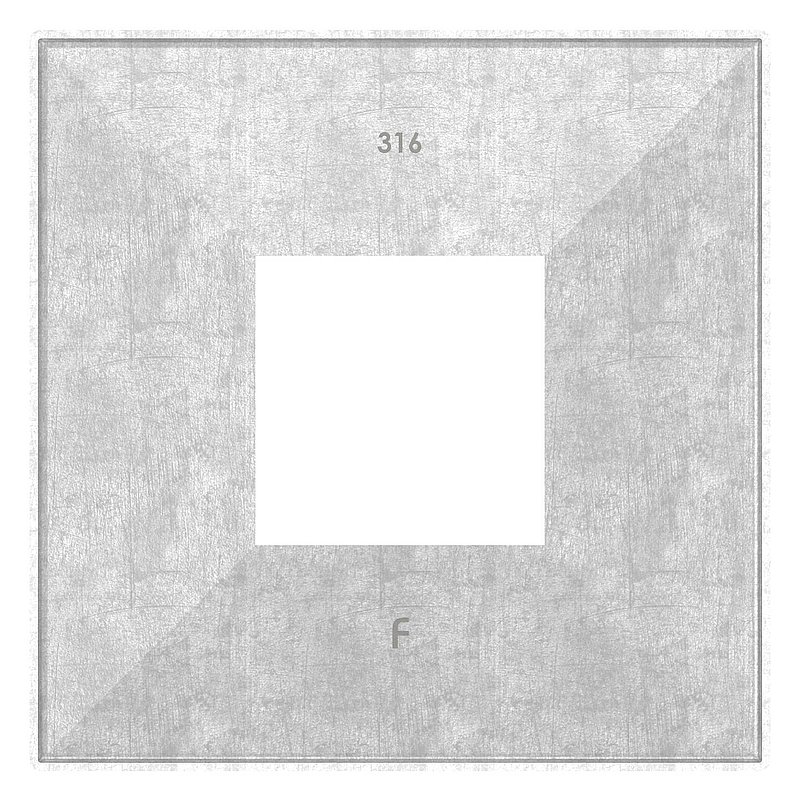 Abdeckrosette, 129x129x25mm für 50x50mm, V4A