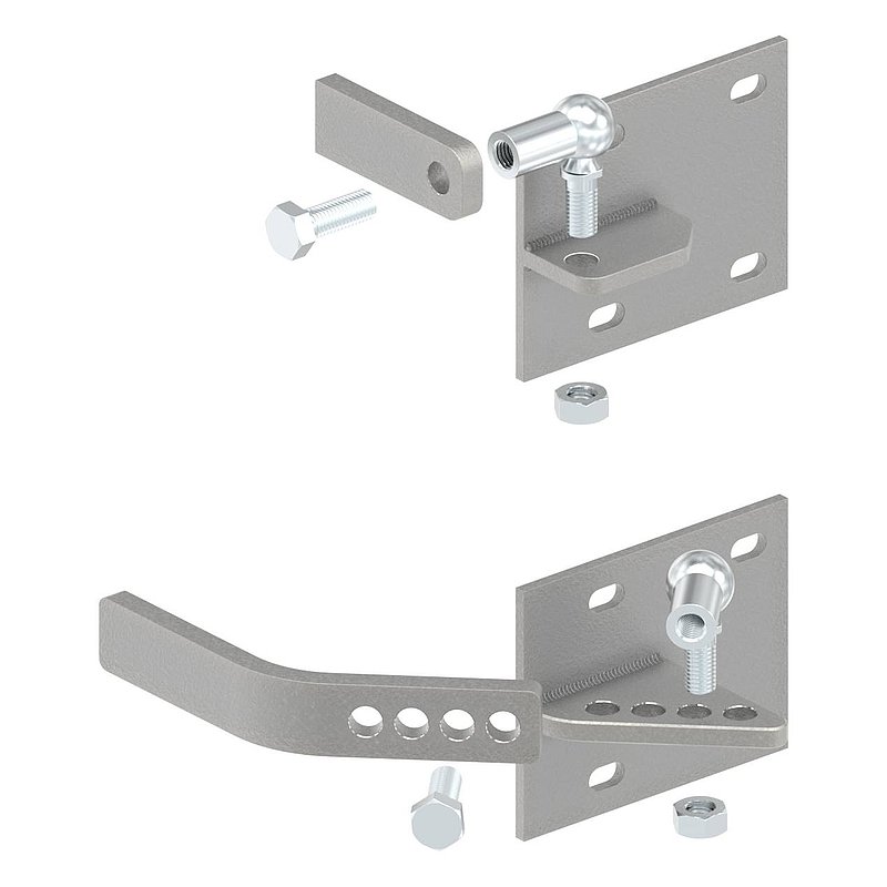 Lift gate fitting for attachment to masonry posts