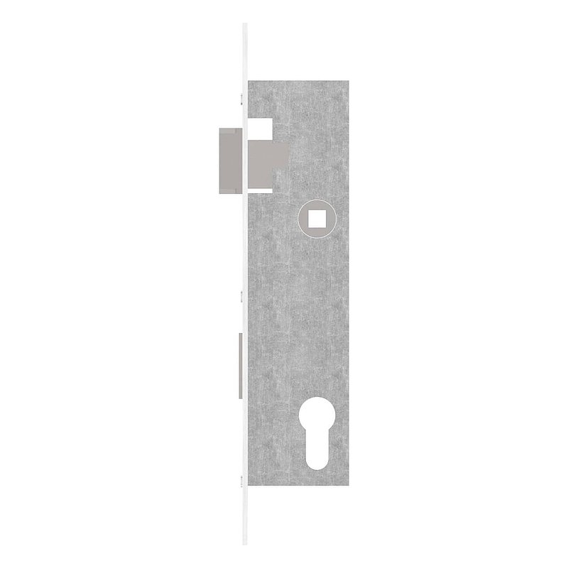 Serrure pour profils tubulaires zingué, entraxe 92 mm zingué, position du cylindre de serrure 35mm