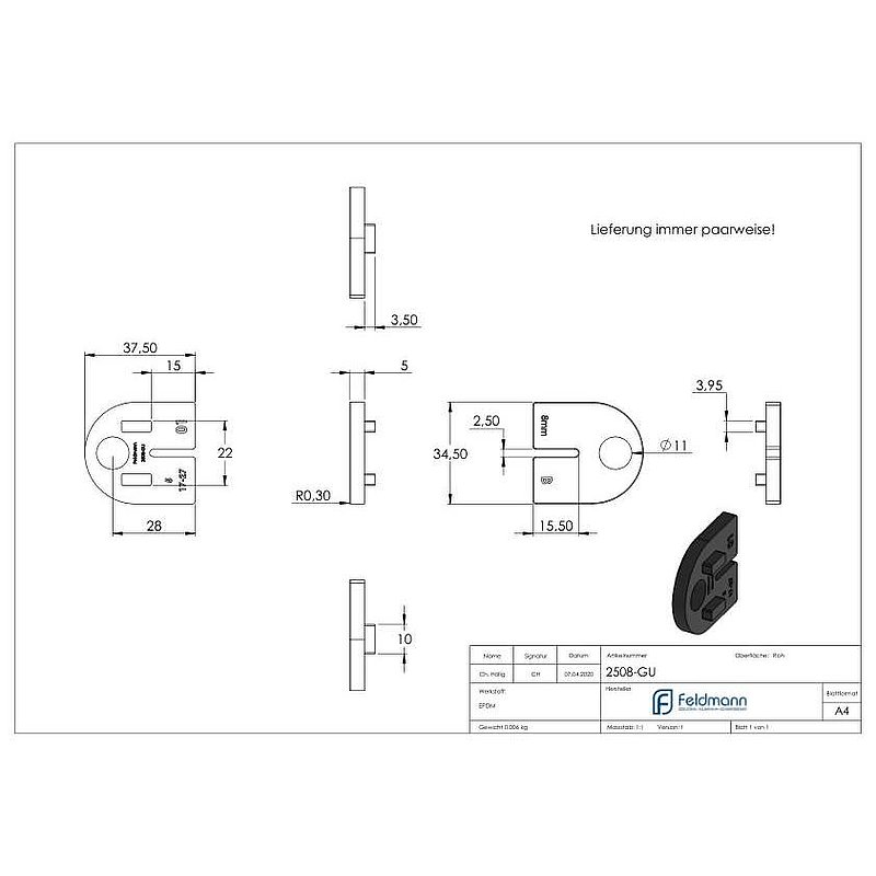 Gummi für Mod. 25 - für ESG 8mm