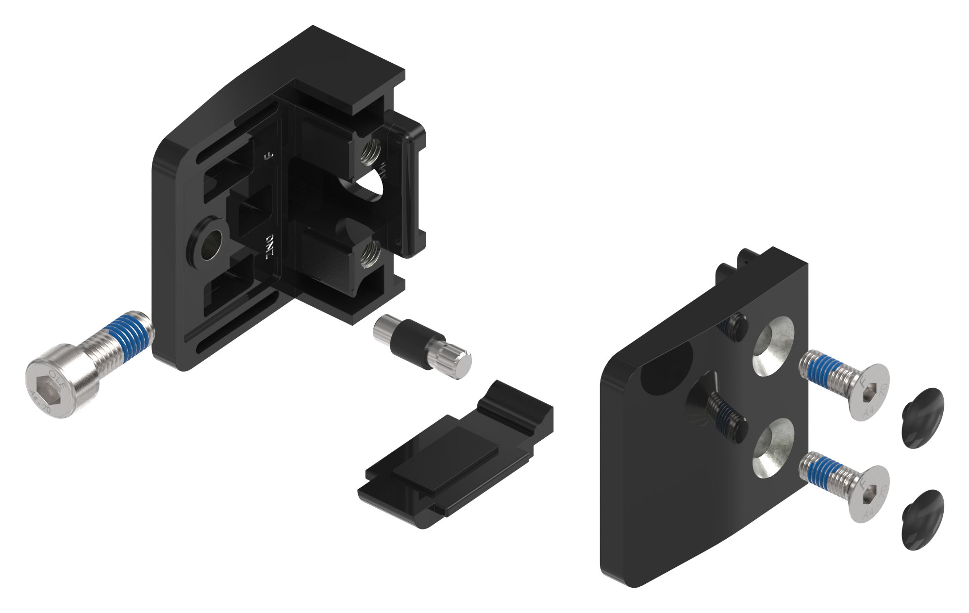 Glasklemme Mod. 14, Anschluss: gerade, Zink roh pulverbeschichtet RAL 9005 glänzend