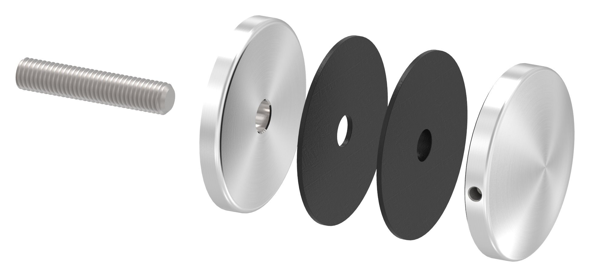 Glaspunkthalter 72mm, Anschluss: flach, V2A