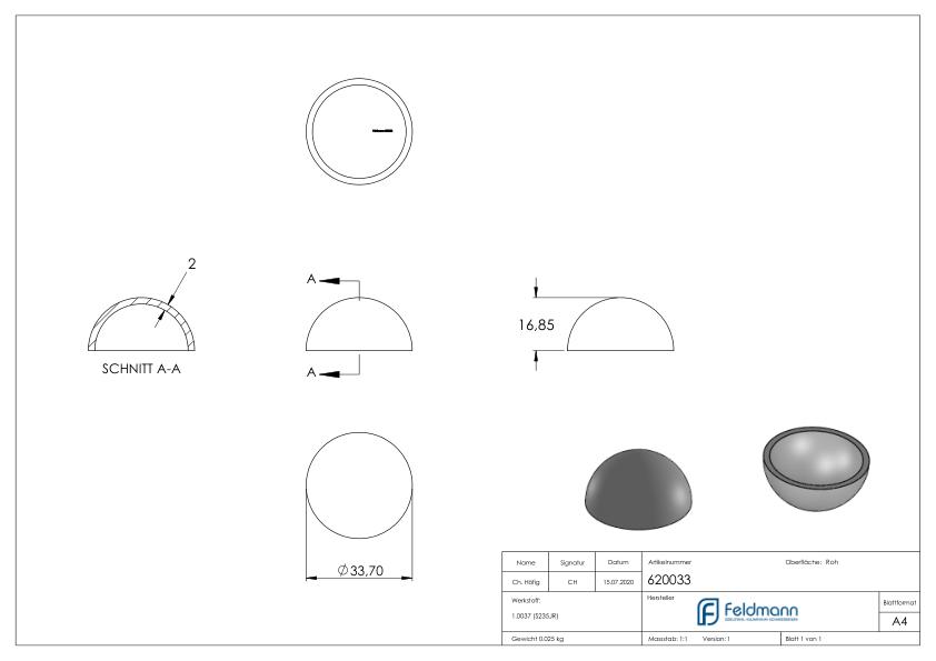 Halbhohlkugel Ø 33mm