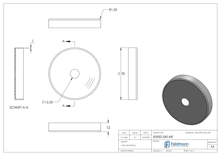 Cliprosette von 50500-240 und 50501-240, V2A