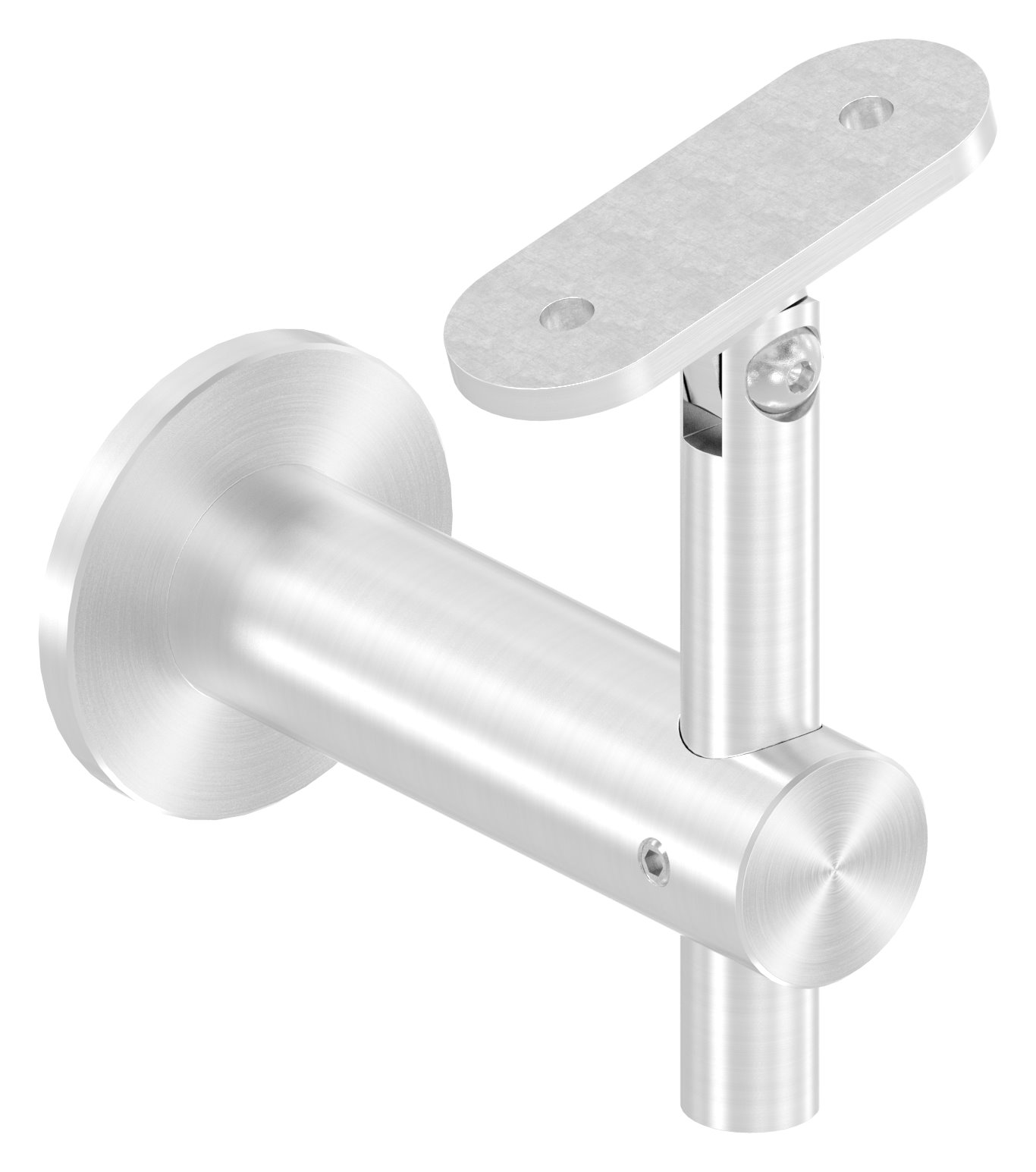 Handlaufhalter mit Gelenk, Handlaufanschlussplatte flach, V2A Handlaufhalter mit Gelenk, Handlaufanschlussplatte flach, V2A