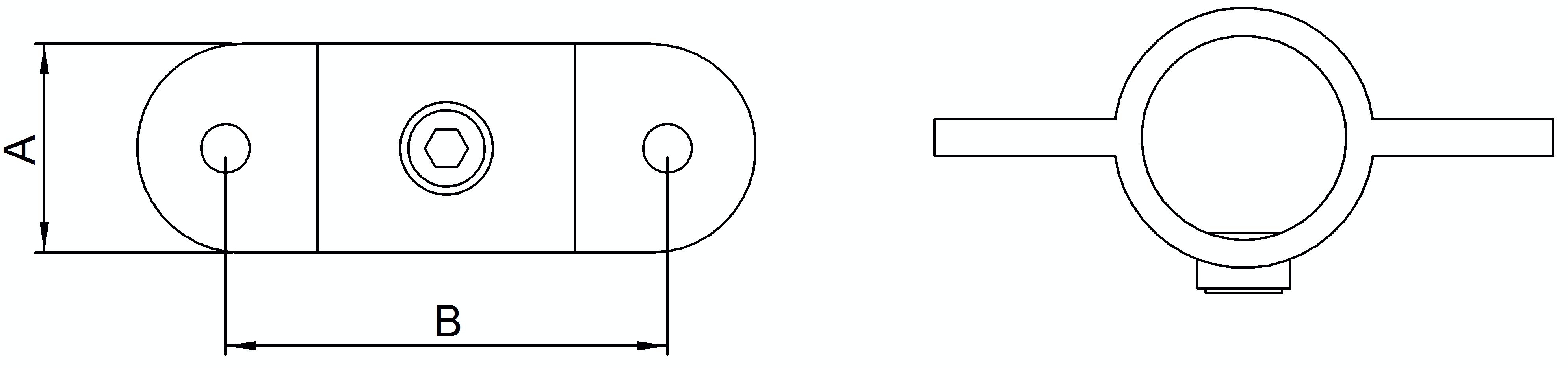 Halter mit 2 Laschen, 180°, für Rohr Ø 48,3mm