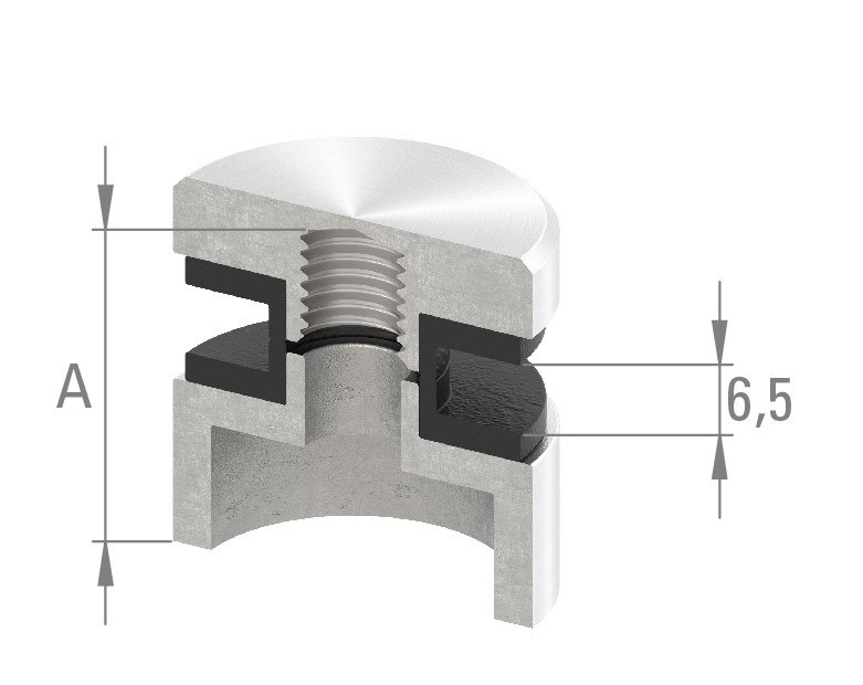 Glaspunkthalter 30mm, Anschluss: 42,4mm, Zink roh