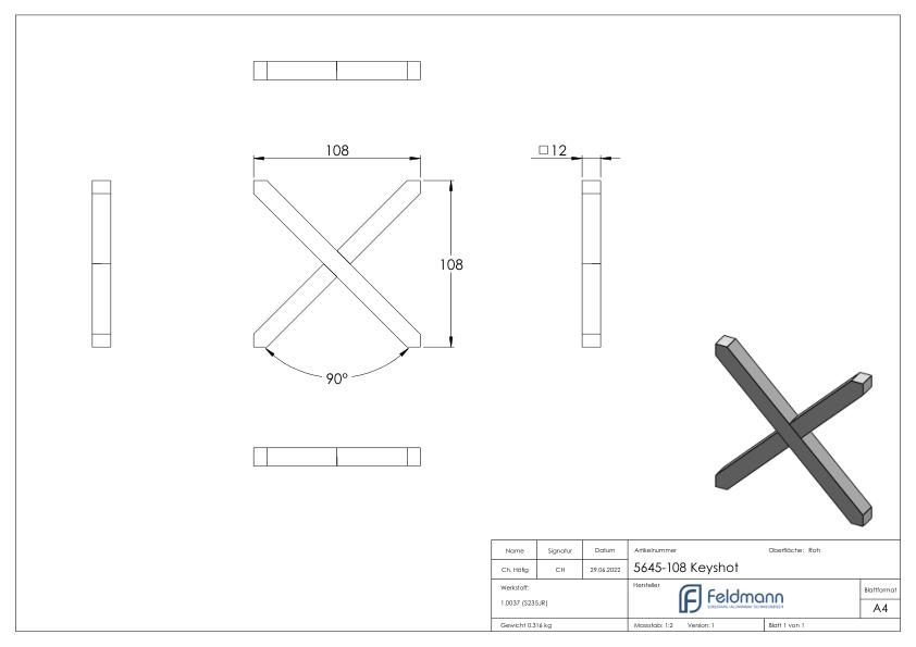 Kreuz 12x12mm, 108x108mm