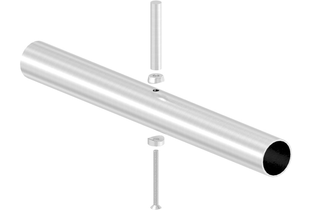 Ausgleichsstück für Rohr 42,4mm, Ø 18mm, mit gesenkter Bohrung 7mm, V2A