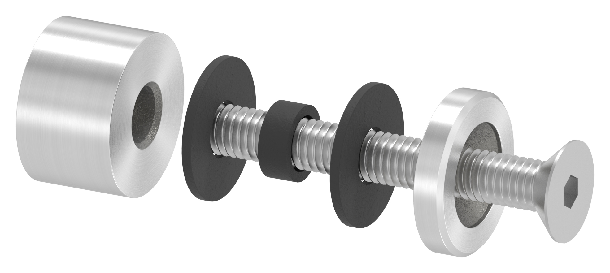 Glaspunkthalter 16mm, Anschluss: flach, V2A