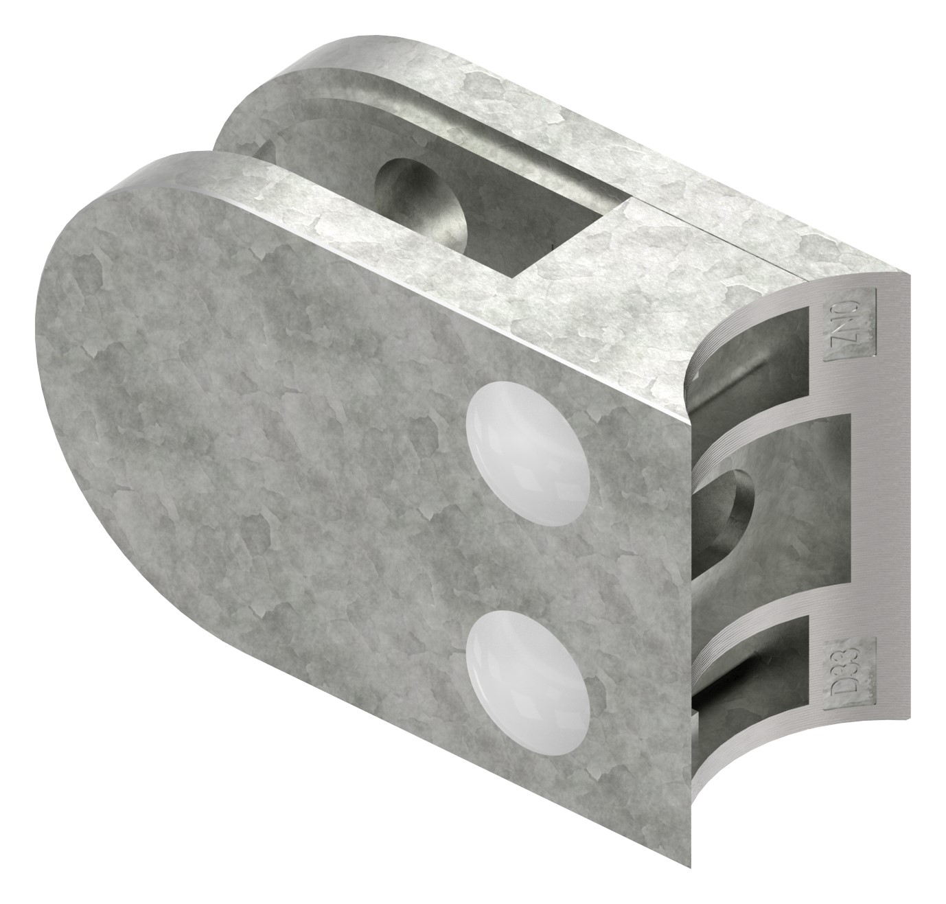 Glasklemme Mod. 32, Anschluss: 33,7mm, Zink roh