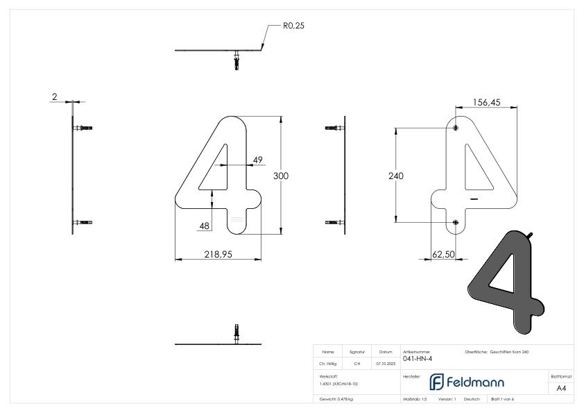 Hausnummer 4 - "groß", V2A
