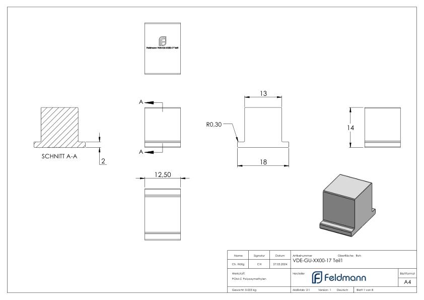 Montage-Set Glas 17,52mm eleganza canopy, für L: 1,605m