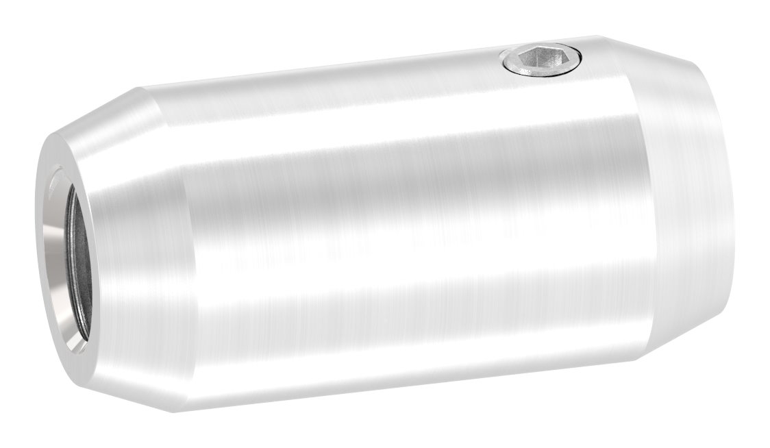 Stabverbinder Ø18mm mit Gewinde M10 und Bohrung 12mm, V2A Stabverbinder Ø18mm mit Gewinde M10 und Bohrung 12mm, V2A