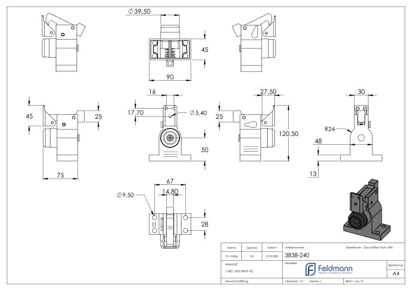 Türfeststeller und Schließer, V2A