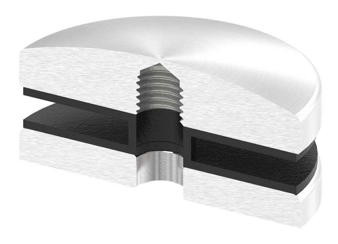 Glaspunkthalter 72mm, Anschluss: flach, V2A