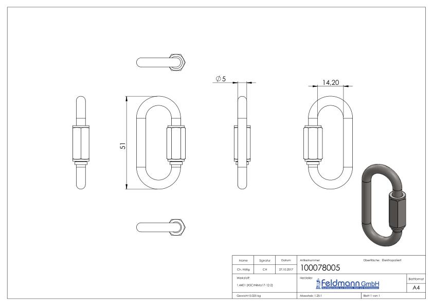 Schraubverbinder 5mm, V4A