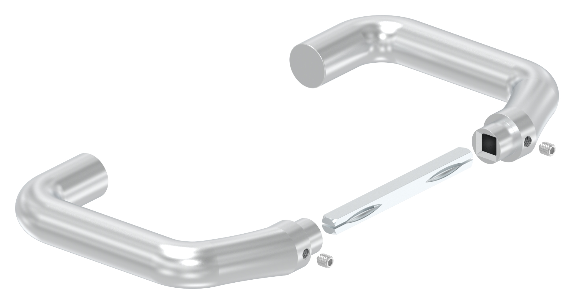 Türdrücker-Paar inkl. Drückerstift 8x8mm, Aluminium