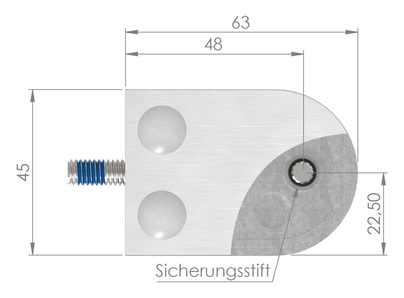 Glasklemme Mod. 12, Anschluss: 48,3mm, V4A Glasklemme Mod. 12, Anschluss: 48,3mm, V4A
