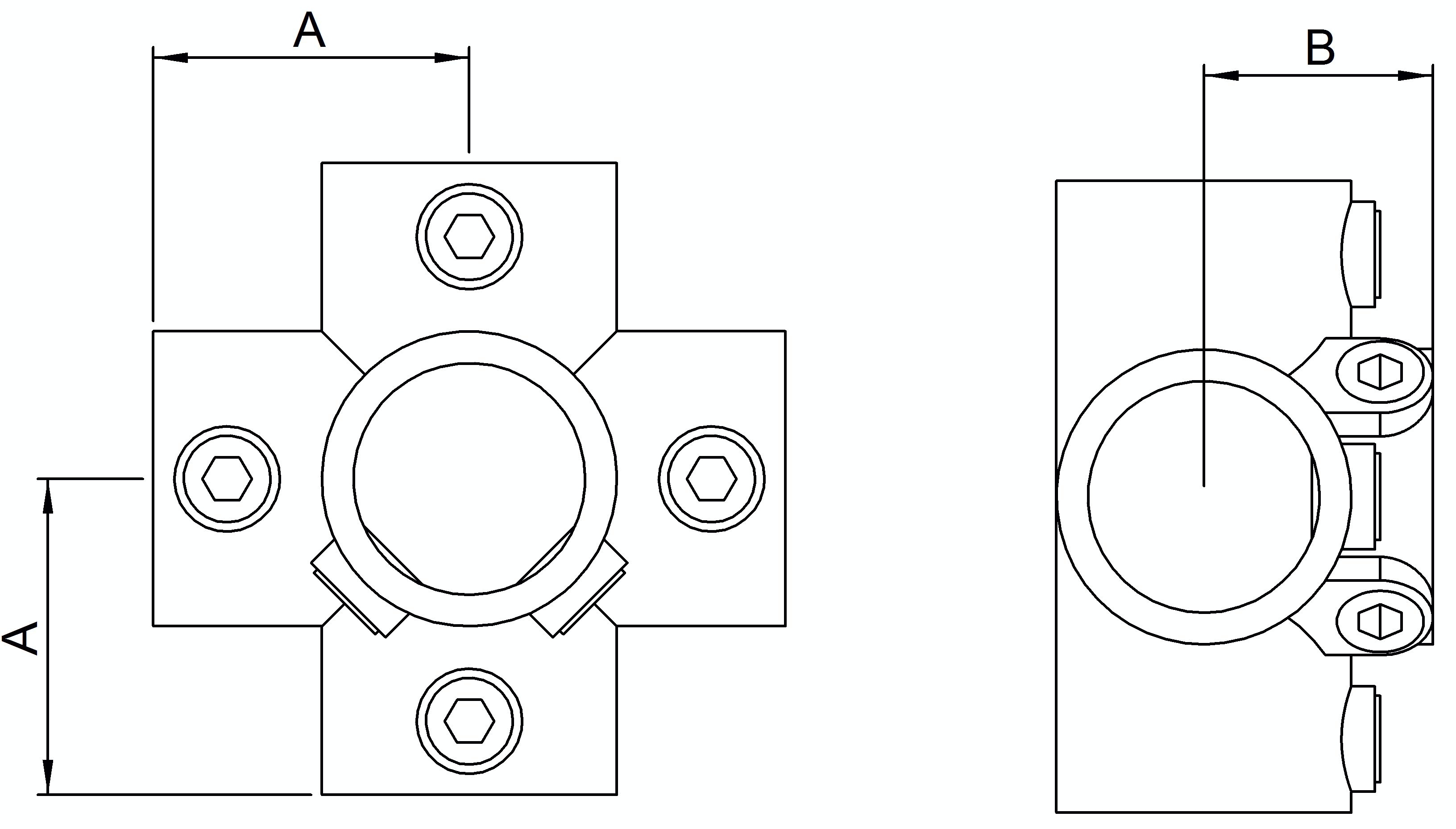 Kreuzstück, für Rohr Ø 48,3mm