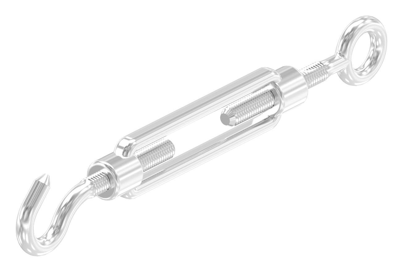 Spannschloss mit Öse / Haken, Rundeisen: 5mm, V4A