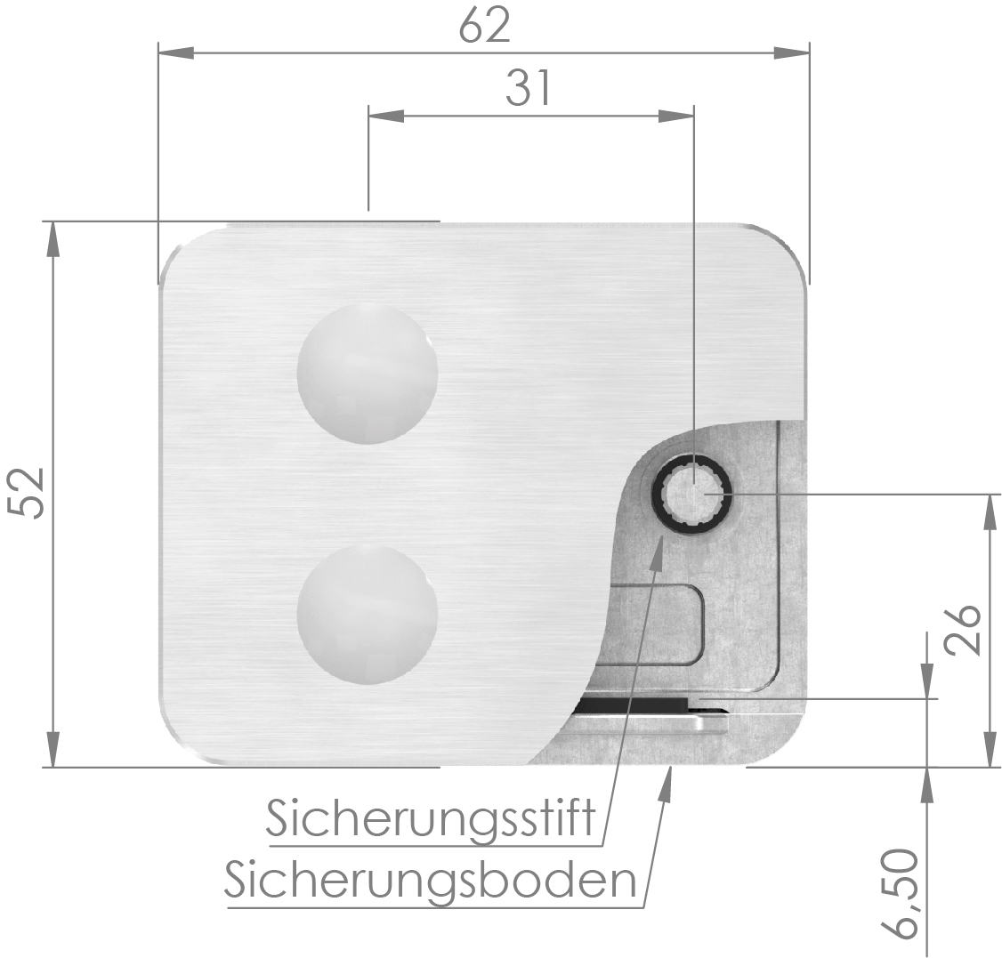 Sichtschutz Endglasklemme Mod. 26, V4A