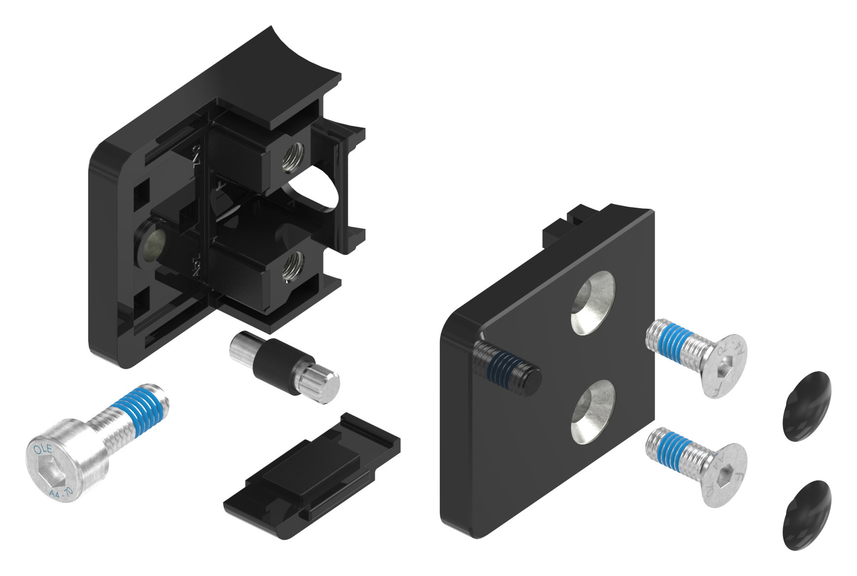 Glasklemme Mod. 31, Anschluss: 42,4mm, Zink roh pulverbeschichtet RAL 9005 matt