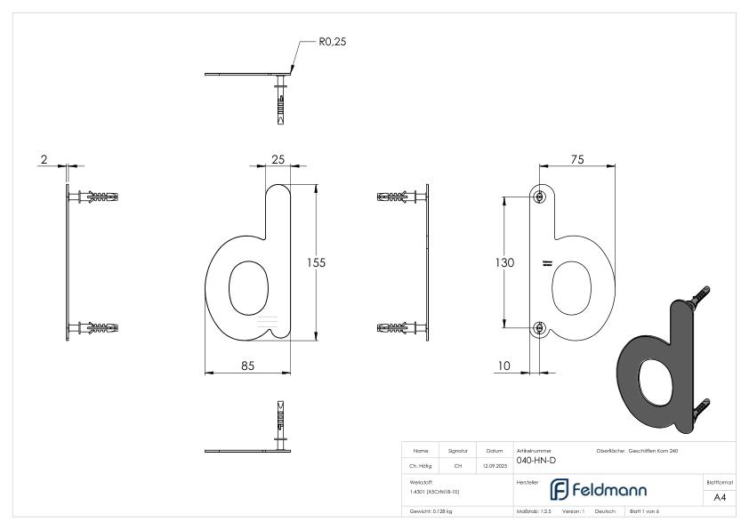 Hausnummer d - "klein", V2A