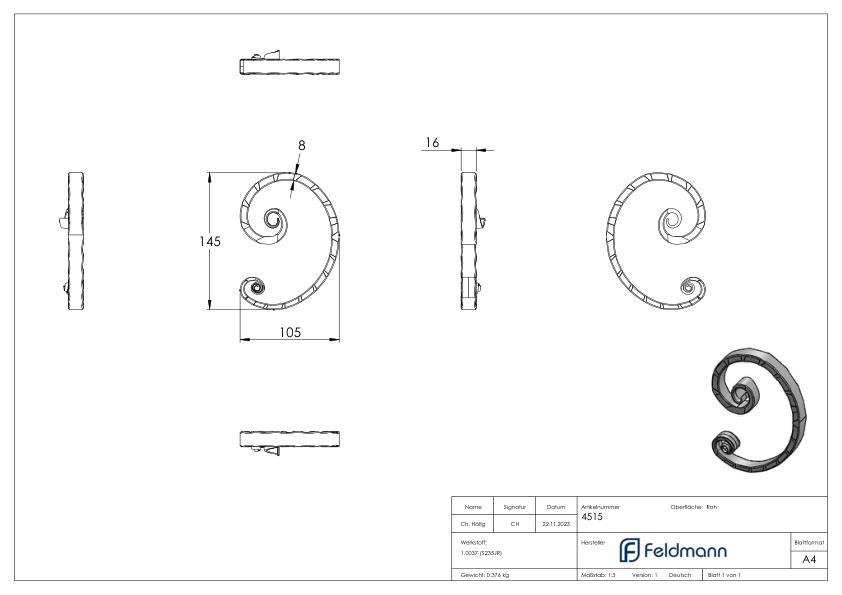 C-Schnörkel 16x8mm, 145x105mm, LI