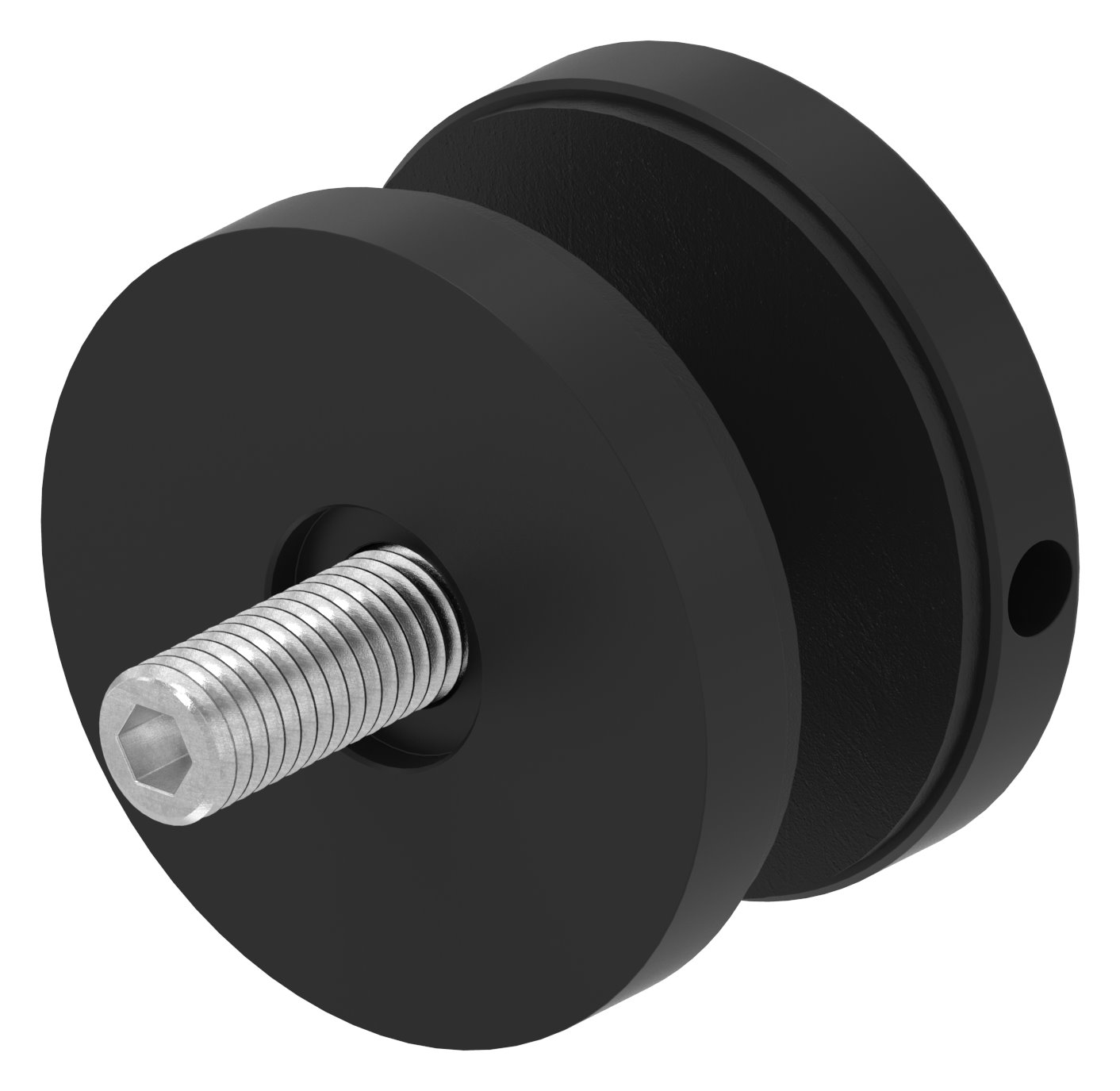 Glaspunkthalter 52mm, Anschluss: flach, V2A, pulverbeschichtet RAL 9005 schwarz matt