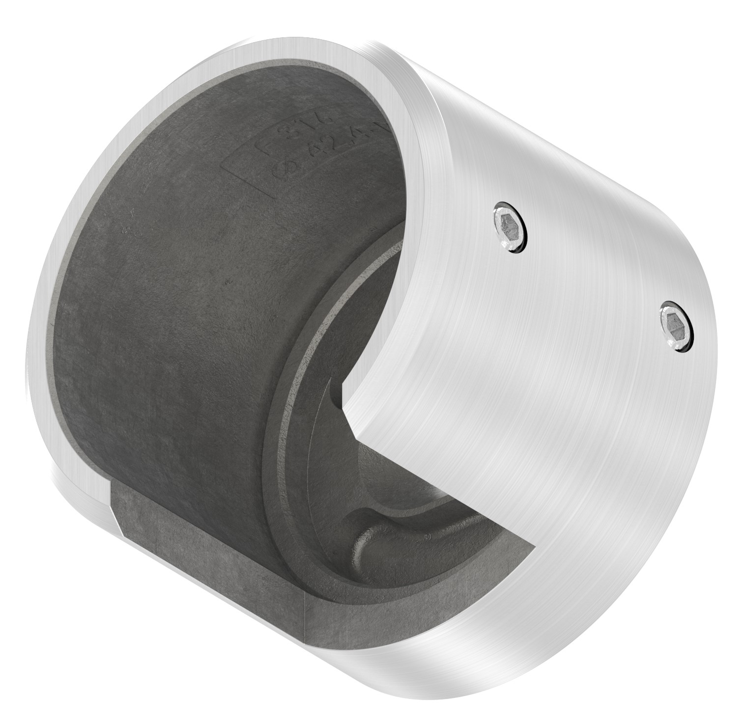 Wandbefestigung für Nutrohr 42,4mm, rechts, V4A