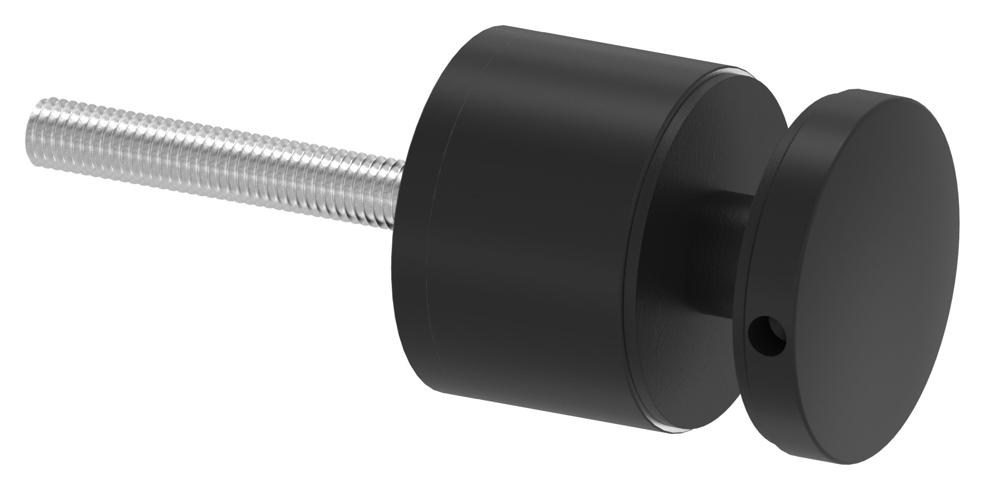 Glaspunkthalter 52mm, flach, verstellbar, V2A, pulverbeschichtet in RAL 9005 schwarz matt