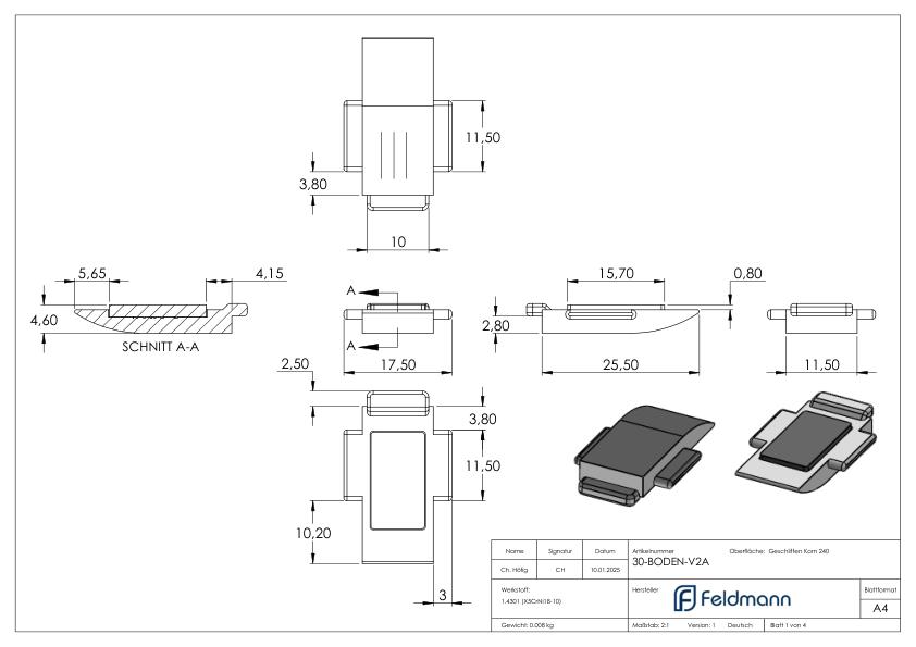 Sicherungsplatte für Mod. 30 - V2A