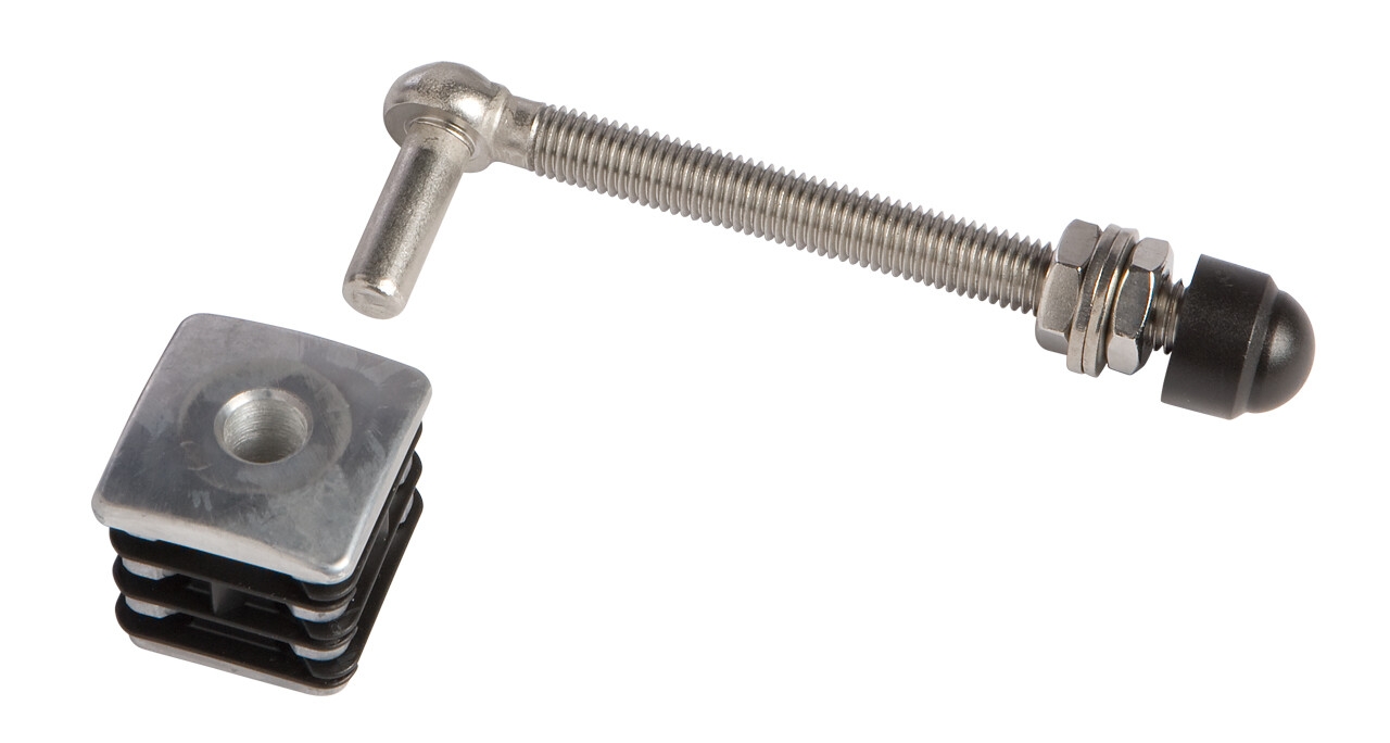 Torbandset M12 mit Länge 150mm für Rohr 40 x 40mm mit Aluminium-Kappen