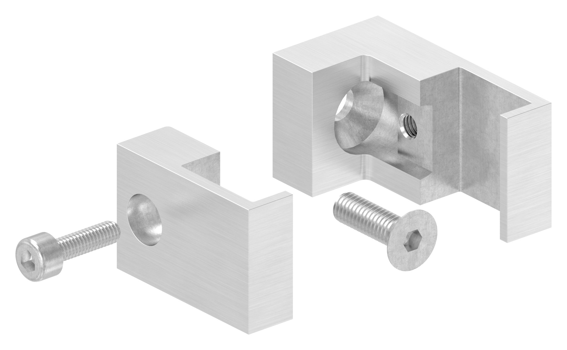 Halter für quadratisches Klemmprofil 20x20mm, Anschluss: gerade, V2A