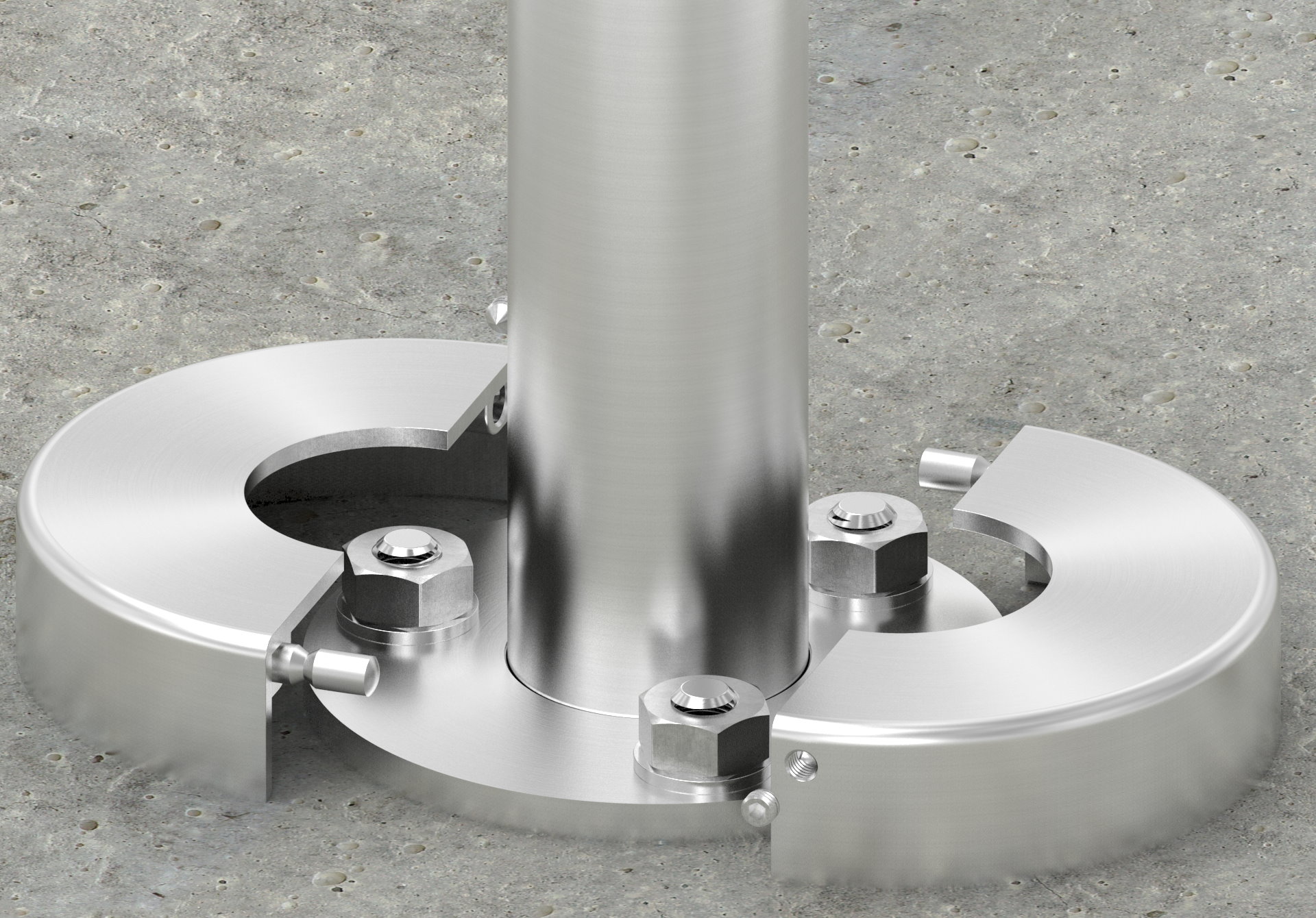 Abdeckrosette 105x25mm, Bohrung 43mm, zweiteilig, V4A