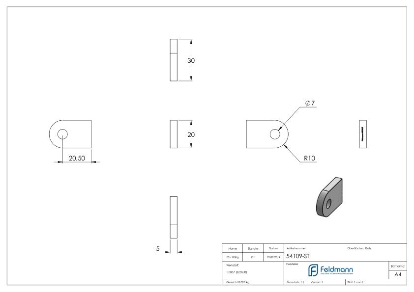 Anschweißlasche 30x20x5mm