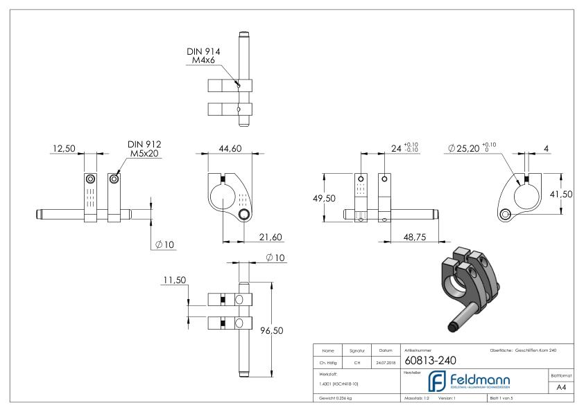 Stopper für Doppelrollwägen, V2A