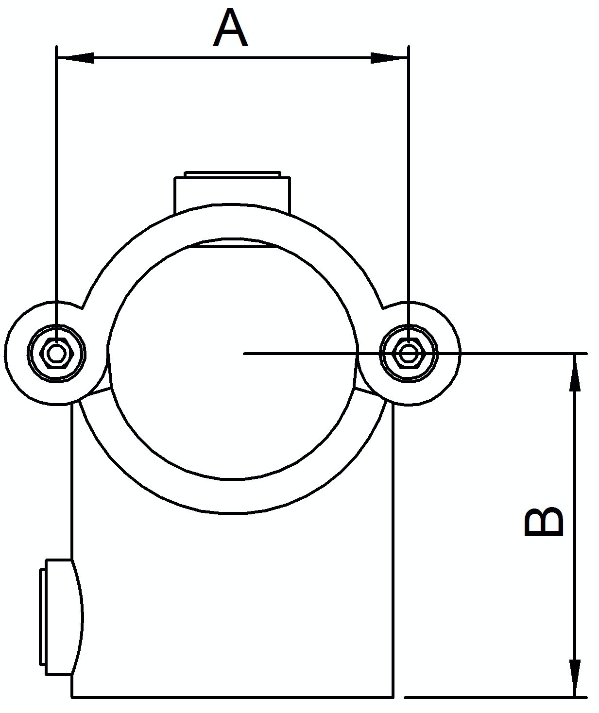 T-Stück aufklappbar, für Rohr Ø 33,7mm