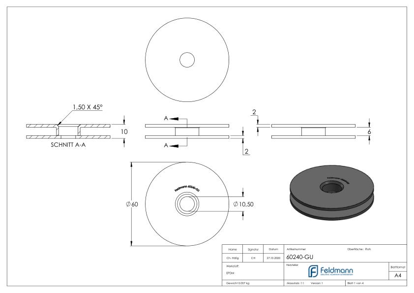 Gummipaar für 62mm Glaspunkthalter