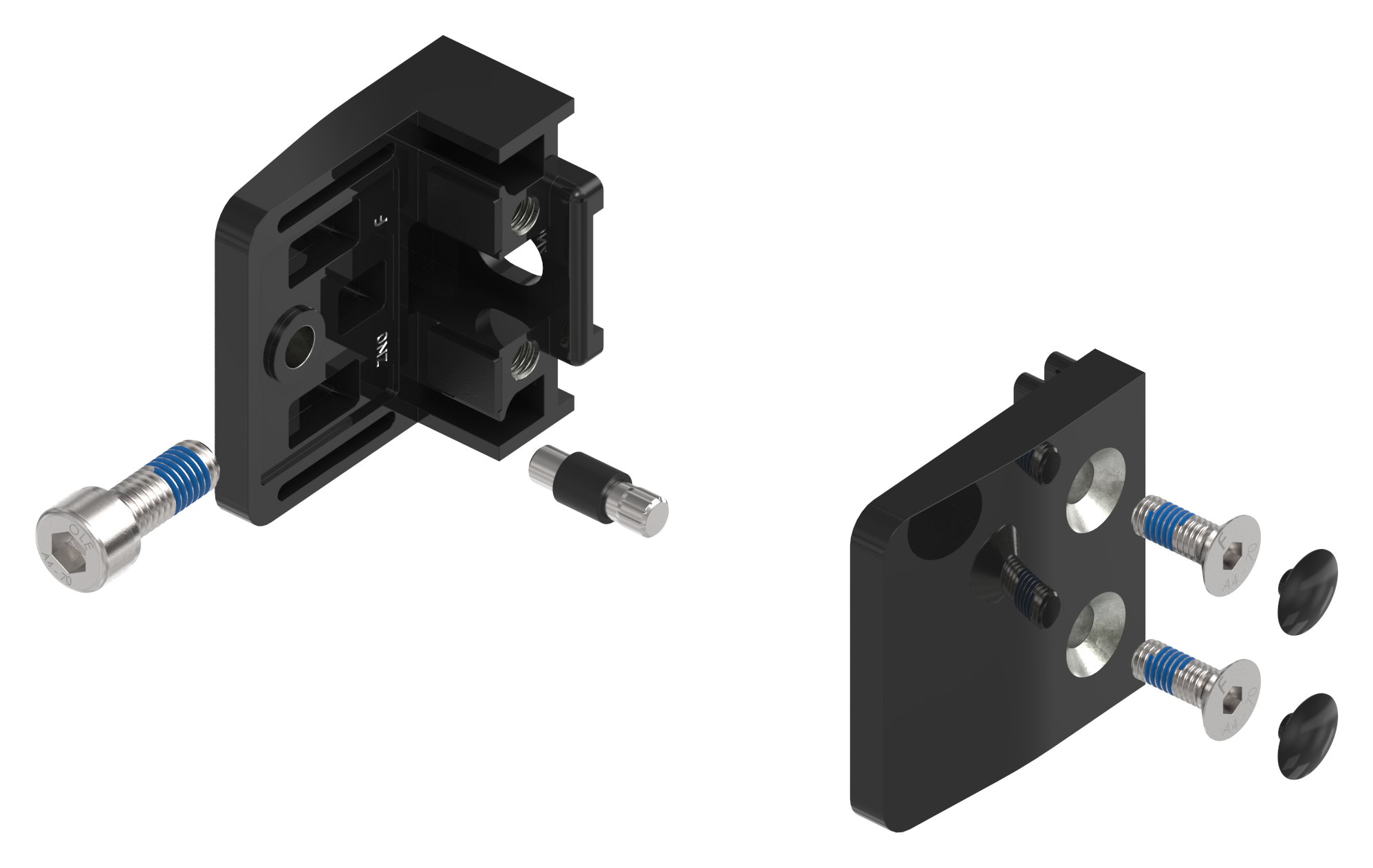 Glasklemme Mod. 14, Anschluss: gerade, Zink roh pulverbeschichtet RAL 9005 schwarz glänzend