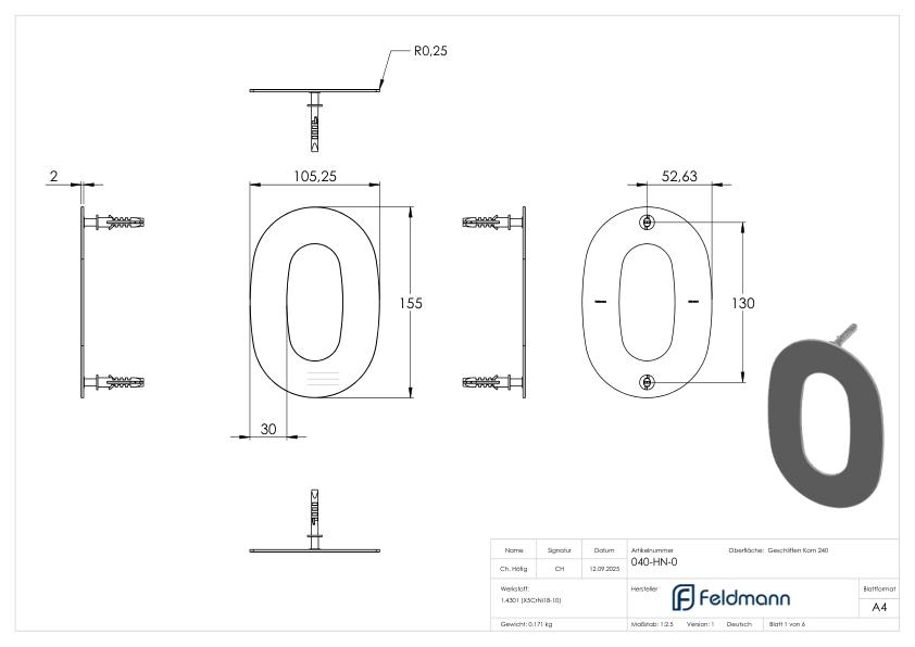 Hausnummer 0 - "klein", V2A