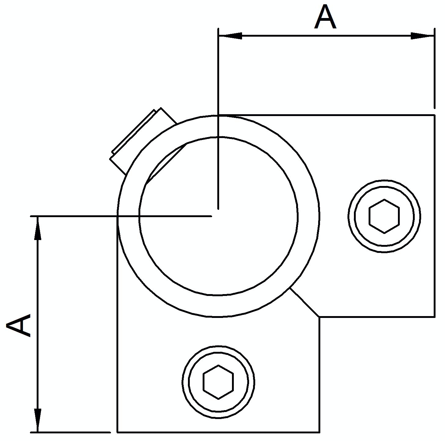Eckstück, für Rohr Ø 48,3mm