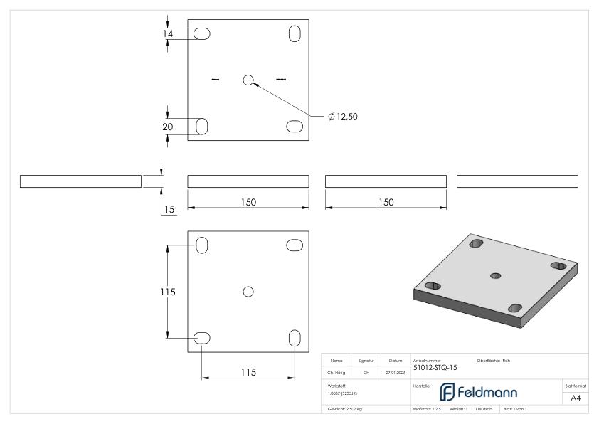 Ankerplatte 150x150x15mm