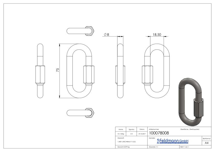 Schraubverbinder 8mm, V4A