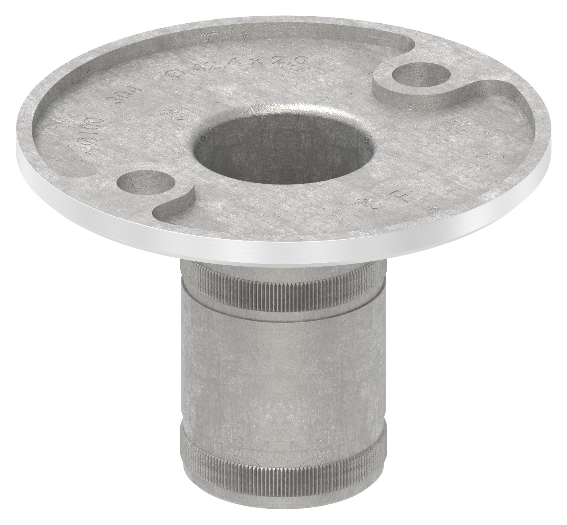 Wand- und Bodenanker mit Rändelung, für Rohr 42,4x2,0mm, V2A