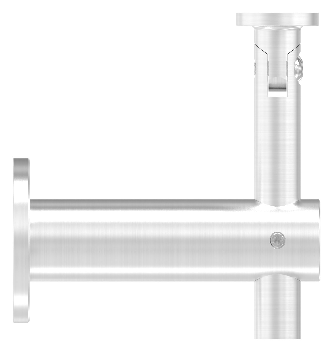 Handlaufhalter mit Gelenk, Handlaufanschlussplatte flach, V2A Handlaufhalter mit Gelenk, Handlaufanschlussplatte flach, V2A
