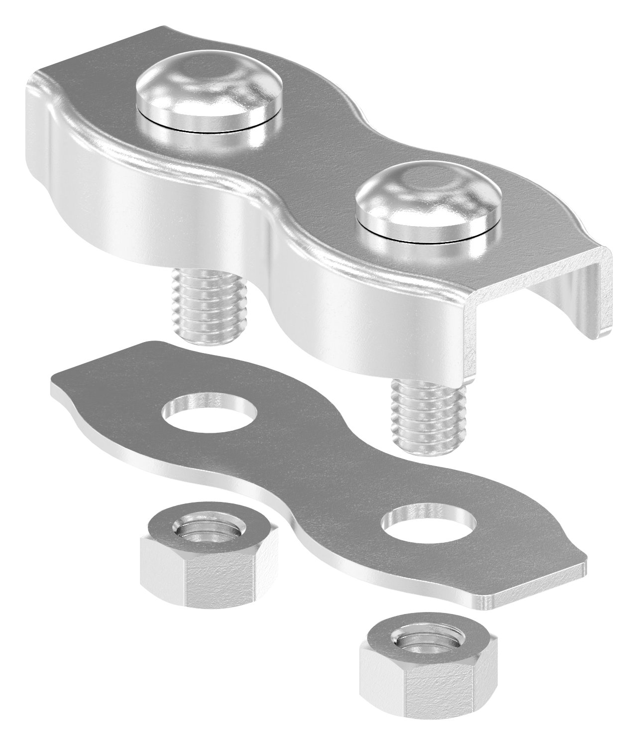 Duplexklemmen für Seil 8mm, V4A Duplexklemmen für Seil 8mm, V4A