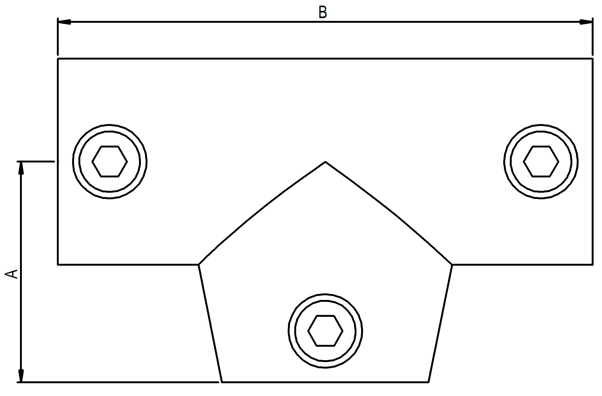 T-Stück lang, schräg, variabel, für Rohr 33,7mm