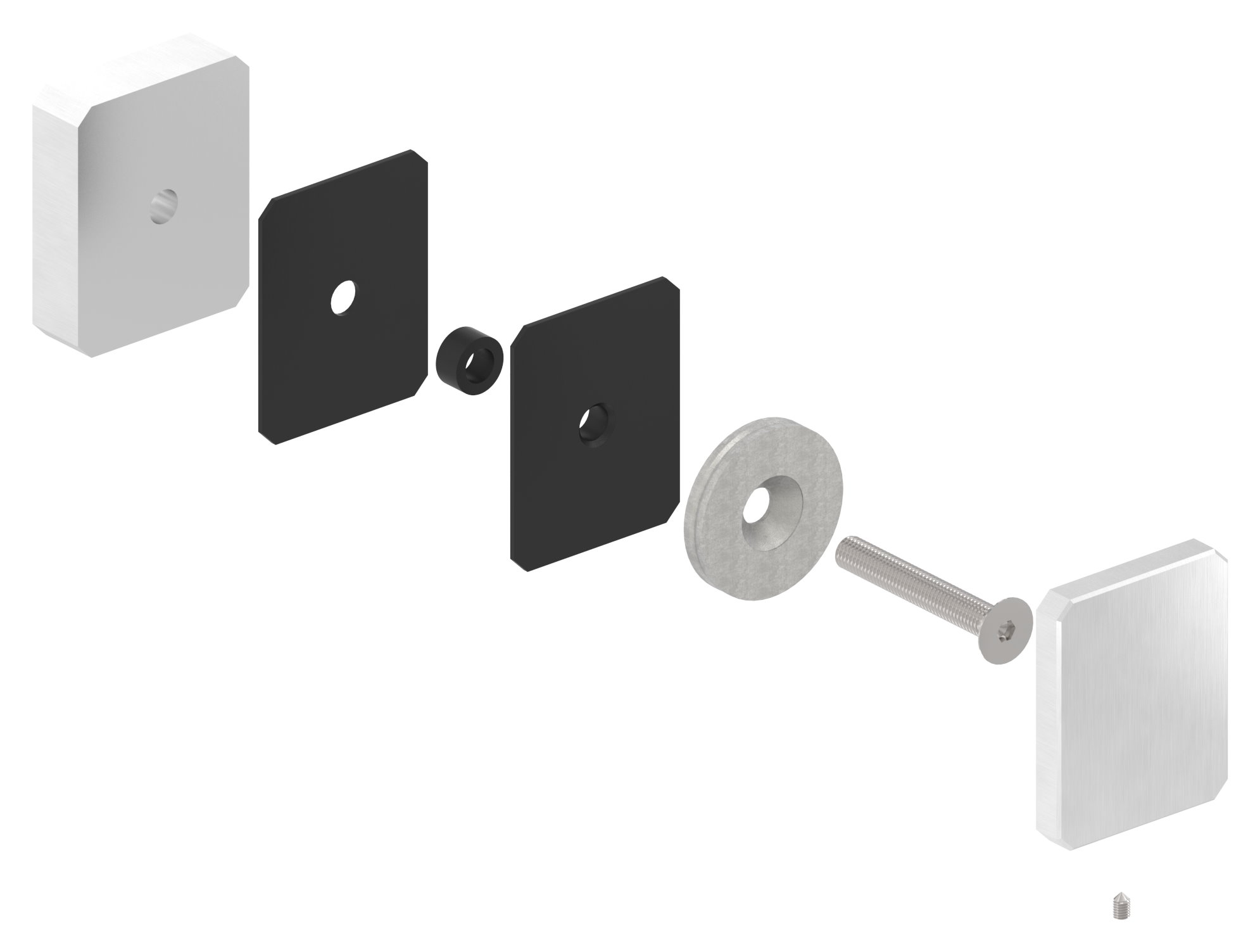 Glaspunkthalter 63x78mm, flach, V2A